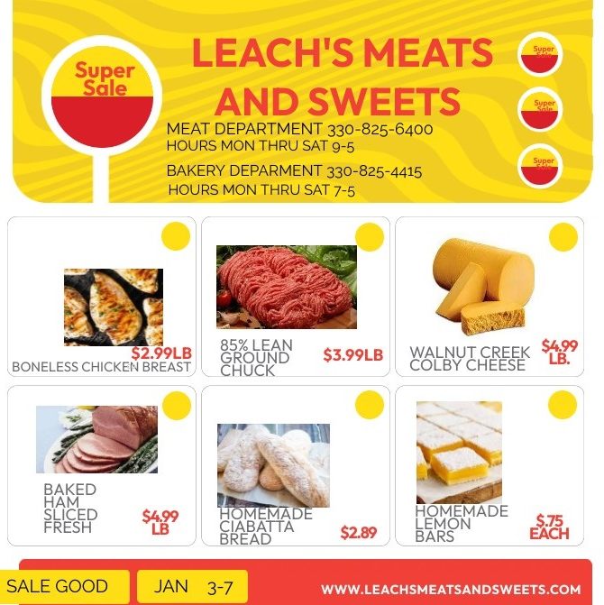 This Week’s Ad Leach's Meats and Sweets Meat, Bakery, and Catering Barberton, Ohio